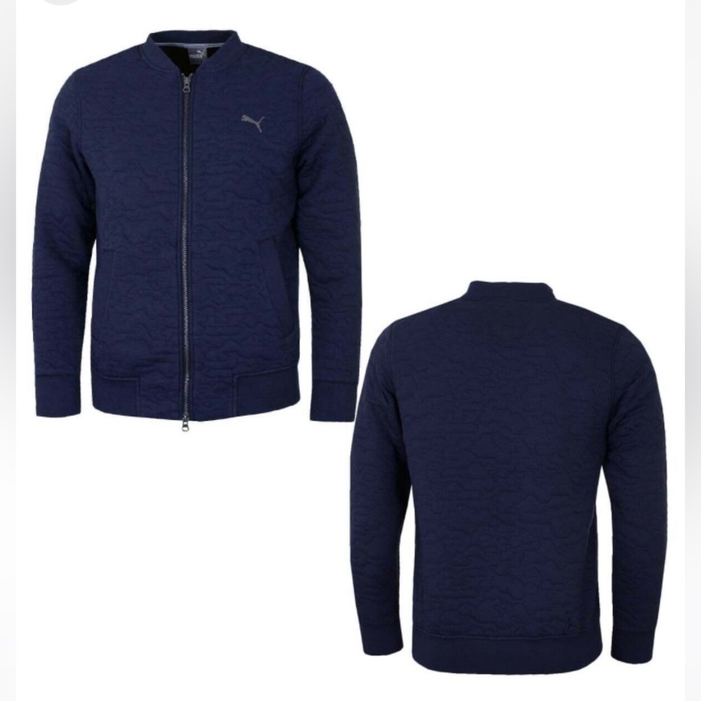 Puma Mens Quilted Bomber Jacket Full Zip Navy New no Tag.